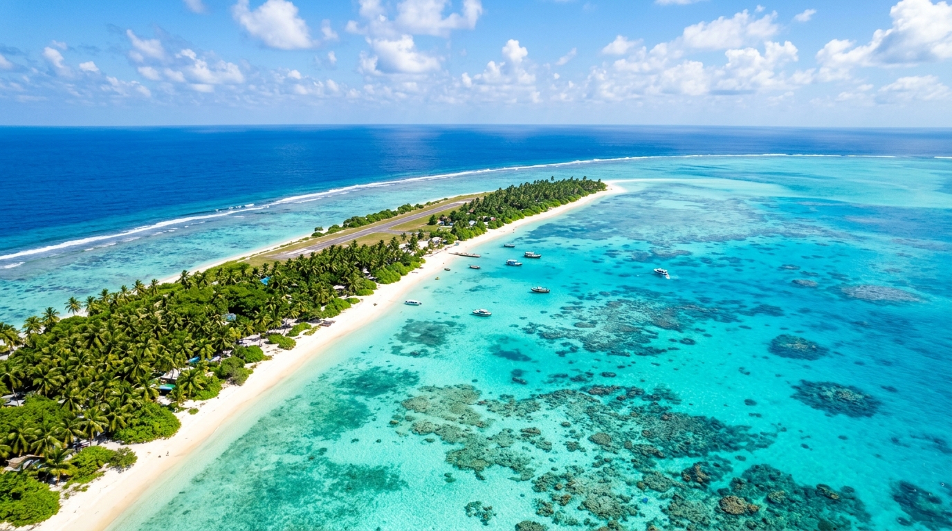 Agatti Island Coral Atoll Turquoise Lagoon Aerial View Lakshadweep